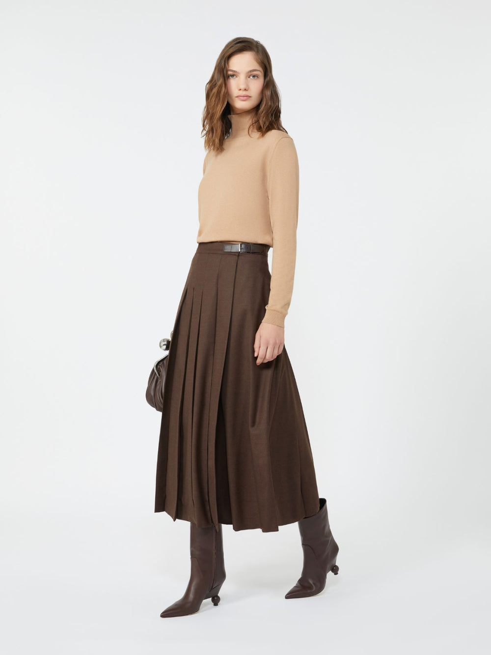 Wool wrap skirt - Chocolate