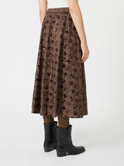 Sequinned cotton skirt - Chocolate