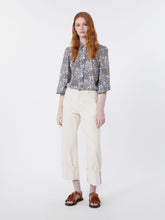 Printed cotton voile shirt - Navy