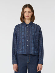 Laser-cut denim shirt - Navy
