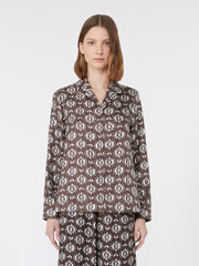 Printed silk pyjama shirt - Brown