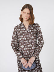 Printed silk pyjama shirt - Brown
