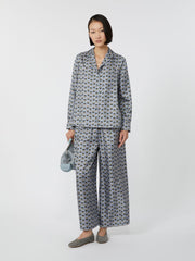 Printed silk pyjama shirt - Light blue