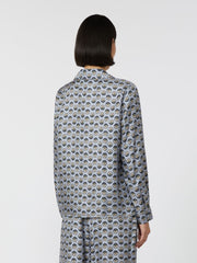 Printed silk pyjama shirt - Light blue
