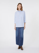Flared poplin shirt - Light blue