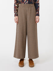 Basketweave wool and cotton trousers - Wine-coloured