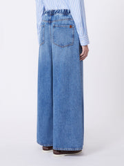 Wide cotton denim jeans - Navy