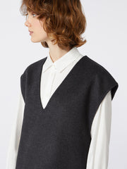 Short dress in wool and sequins - Dark grey