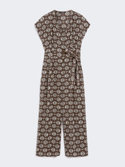 Printed silk jumpsuit - Brown