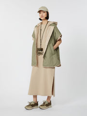 Reversible water-repellent canvas cape - Beige