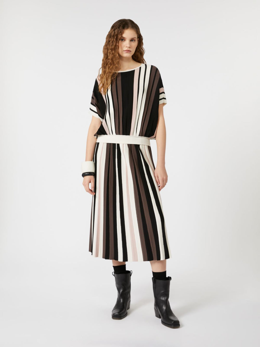 Plissé-pleated viscose yarn top - Multicolour