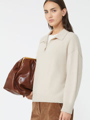 Wool knit polo shirt - Beige