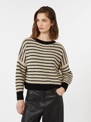 Cropped wool knit jumper - Beige