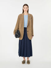 Single-breasted suede blazer - Mud