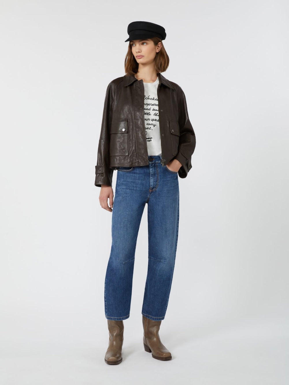 Nappa leather shacket - Dark brown