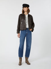 Nappa leather shacket - Dark brown