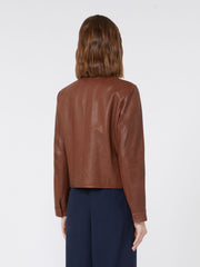 Short Nappa leather jacket - Tobacco