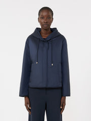 hooded jacket in water-repellent canvas - Navy Padded