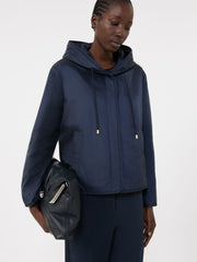 hooded jacket in water-repellent canvas - Navy Padded