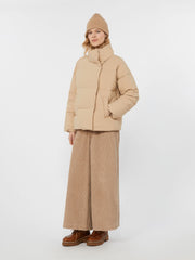 Short jacket in water-repellent fabric - Beige