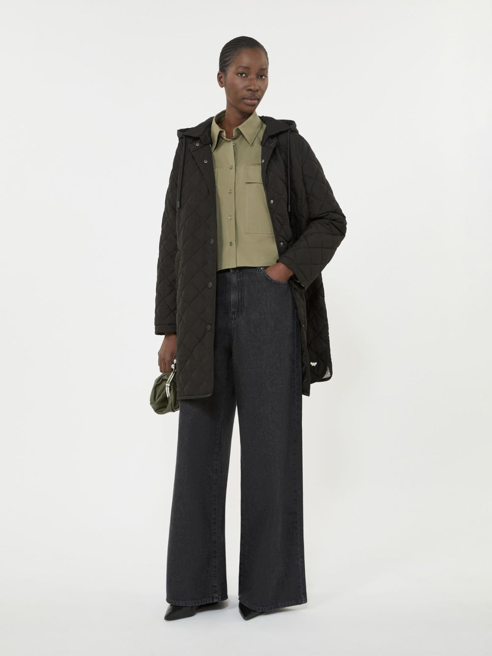 Water-repellent fabric padded parka - Black