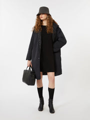 Reversible robe coat in water-repellent twill - Black