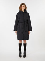 Reversible robe coat in water-repellent twill - Black