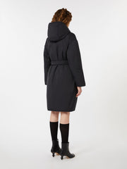 Reversible robe coat in water-repellent twill - Black