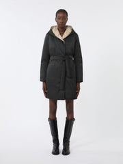 Reversible down jacket in water-repellent fabric - Black