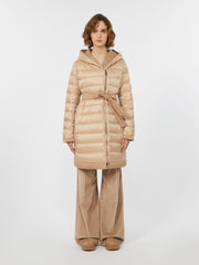 Reversible down jacket in water-repellent fabric - Biscuit