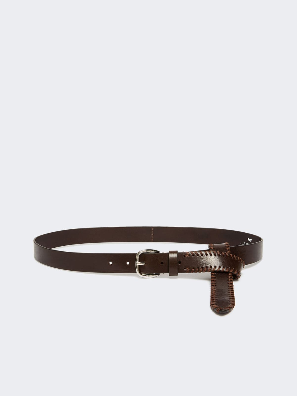 Leather belt with tip - Dark brown