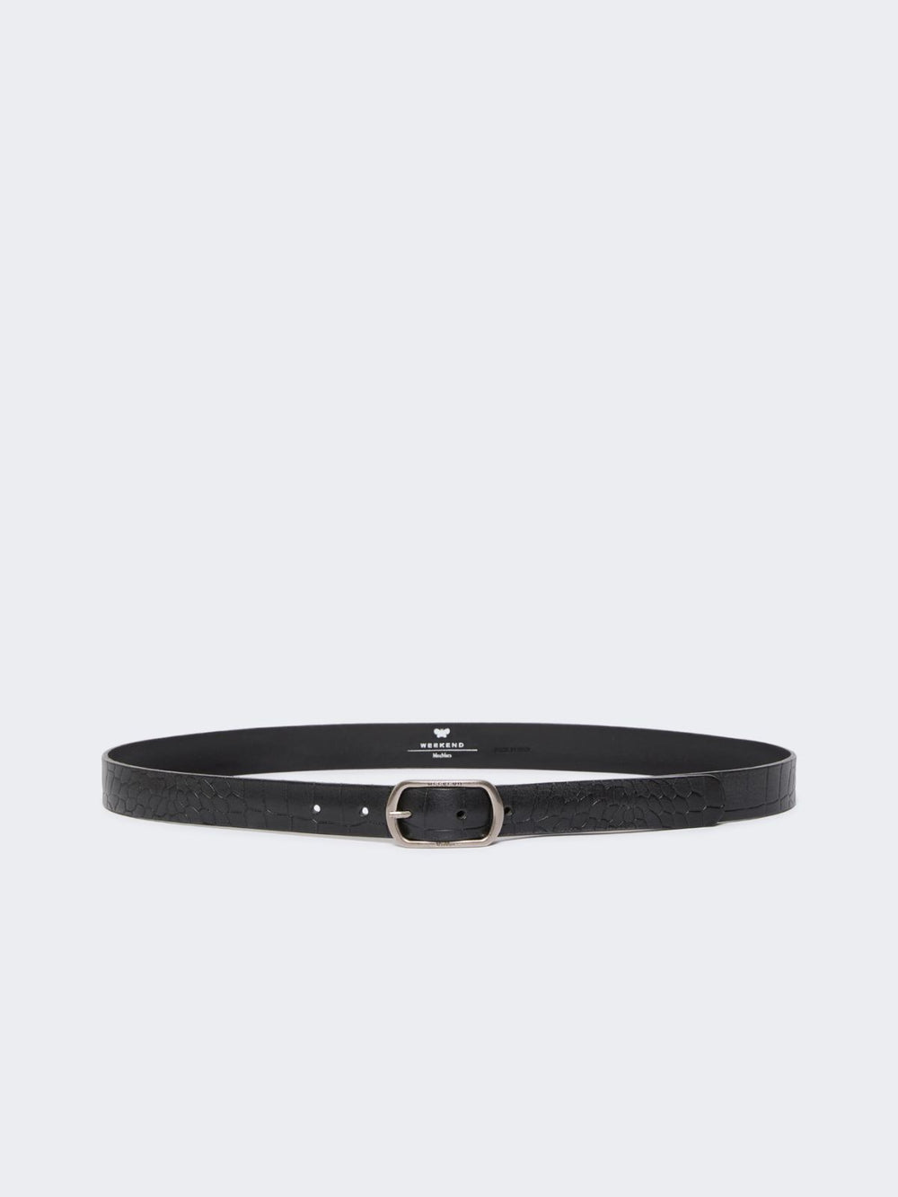 Crocodile-print leather belt - Black