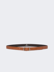 Crocodile-print leather belt - Tobacco