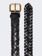 Woven leather belt - Black
