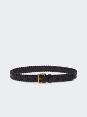 Woven leather belt - Black