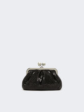 Rhinestone-adorned small satin Pasticcino Bag - Dark grey