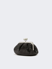 Rhinestone-adorned small satin Pasticcino Bag - Dark grey
