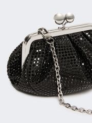 Rhinestone-adorned small satin Pasticcino Bag - Dark grey