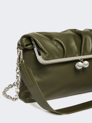 Shiny Nappa leather envelope Pasticcino Bag - Dark green