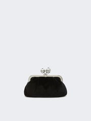 Small cotton velvet Pasticcino Bag - Black