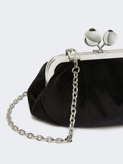 Small cotton velvet Pasticcino Bag - Black