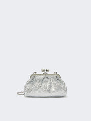 Small Pasticcino Bag in satin with rhinestones - Optical white