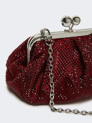 Small Pasticcino Bag in satin with rhinestones - Red
