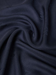 Jacquard-knit wool and silk shawl - Midnightblue