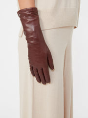 Medium-length nappa leather gloves - Bordeaux