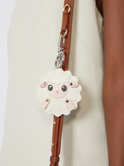 Leather keyring - Optical white