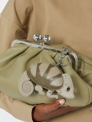 Leather keyring - Moss green