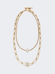 Metal double-strand necklace - Gold