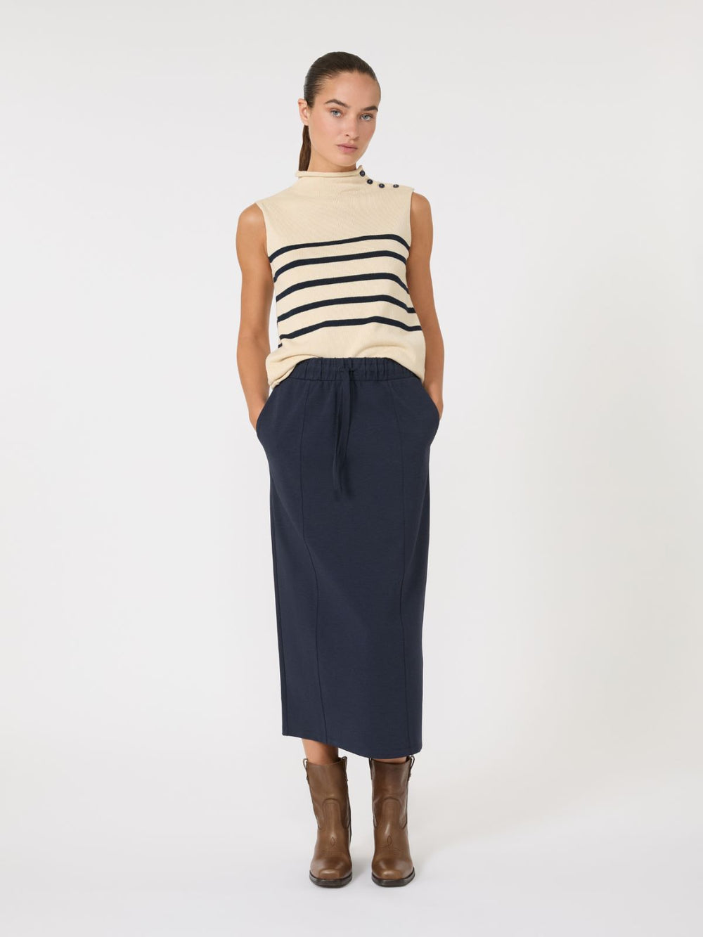 Milano-knit jersey skirt - Navy
