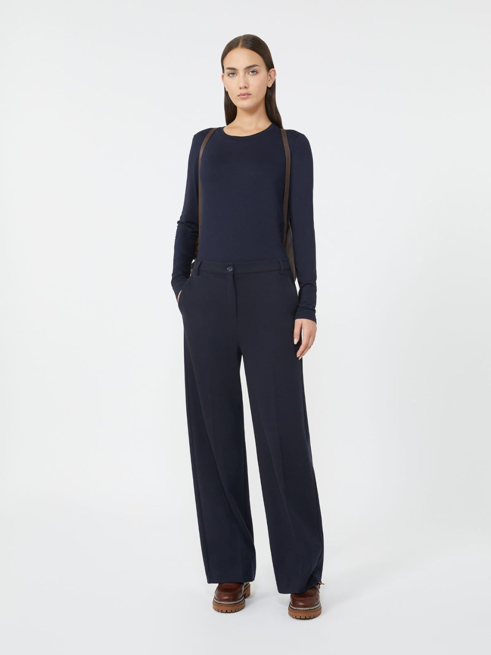 Stretch jersey basic T-shirt - Navy